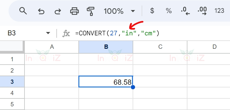 แปลง 27 นิ้วเป็นเซนติเมตร โดยใช้ Excel หรือ Google Sheets