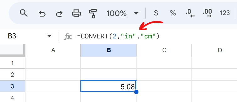 แปลง 2 นิ้วเป็นเซนติเมตร โดยใช้ Excel หรือ Google Sheets