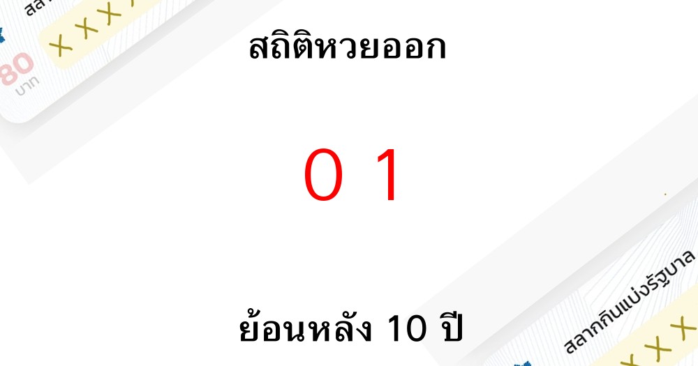 สถิติหวยออก 01 รางวัลเลขท้าย 2 ตัวย้อนหลัง 10 ปีมีงวดไหนบ้าง
