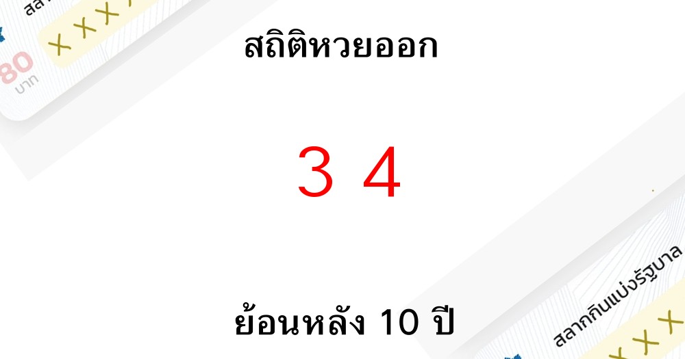 สถิติหวยออก 34 รางวัลเลขท้าย 2 ตัวย้อนหลัง 10 ปีมีงวดไหนบ้าง