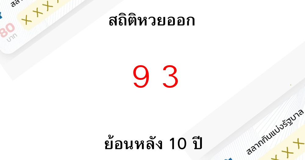 สถิติหวยออก 93 รางวัลเลขท้าย 2 ตัวย้อนหลัง 10 ปีมีงวดไหนบ้าง
