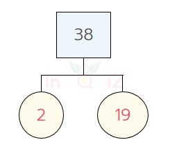 การแยกตัวประกอบของ 38 แผนภาพต้นไม้ของ 38