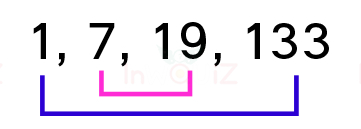 จำนวนสองจำนวนที่คูณกันได้ 133, ตัวประกอบของ 133